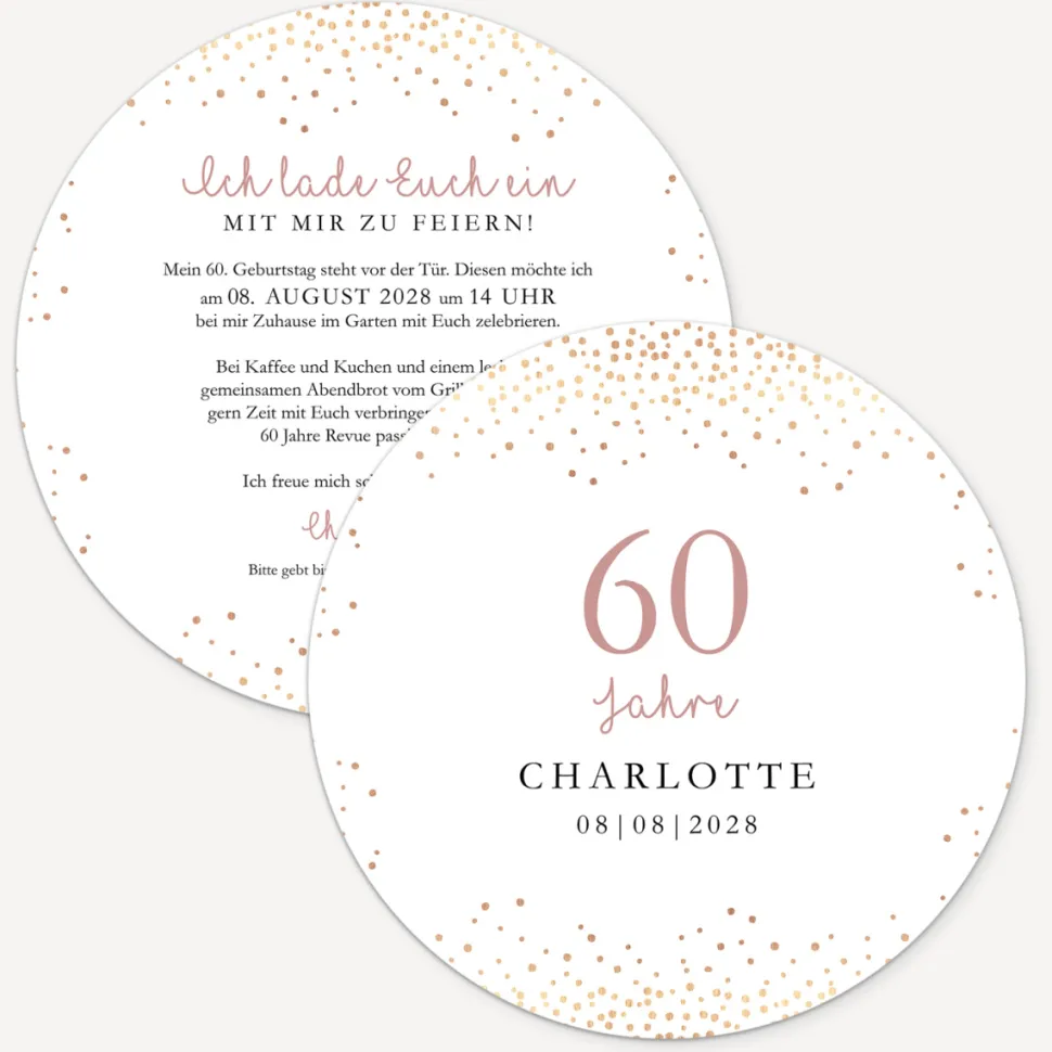 Einladung 60. Geburtstag "Roségold Sparkles"
