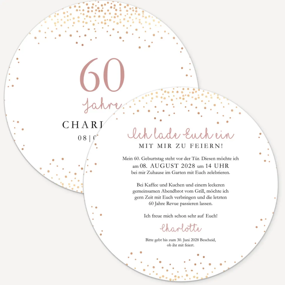 Einladung 60. Geburtstag "Roségold Sparkles"