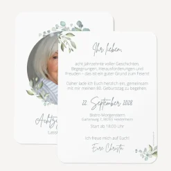 Einladung 80. Geburtstag runde Ecken "Naturell"