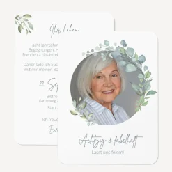 Einladung 80. Geburtstag runde Ecken