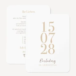 Einladung 50. Geburtstag runde Ecken "Datum"