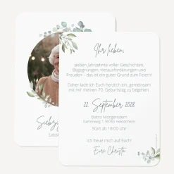 Einladung 70. Geburtstag runde Ecken 