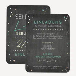 Einladung Geburtstag runde Ecken "Tafel"