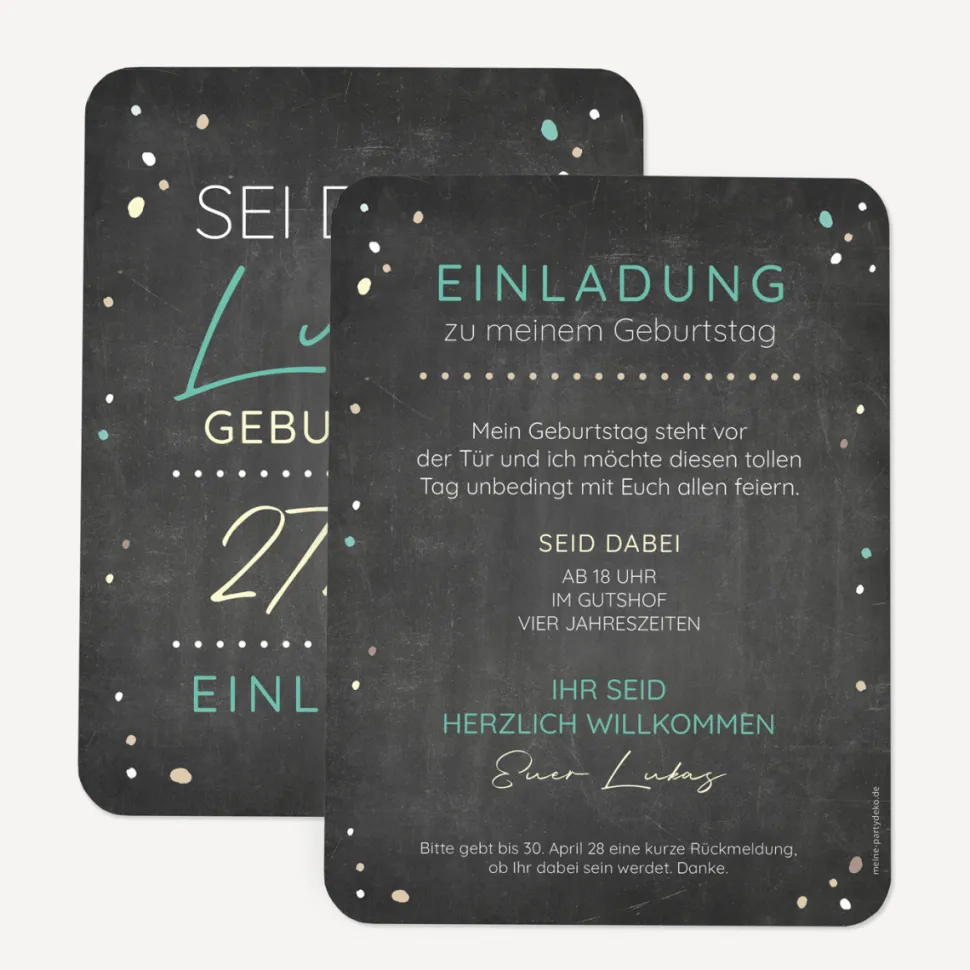 Einladung Geburtstag runde Ecken "Tafel"