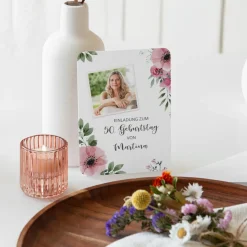 Einladung 50. Geburtstag runde Ecken "Bohemian Summer"