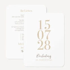 Einladung 60. Geburtstag runde Ecken "Datum"