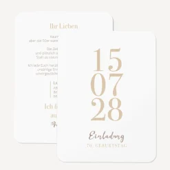 Einladung 70. Geburtstag runde Ecken "Datum"