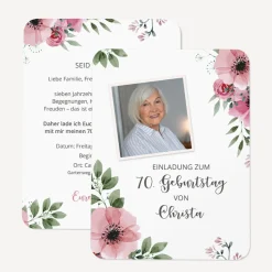 Einladung 70. Geburtstag runde Ecken "Bohemian Summer"