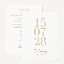 Einladung 30. Geburtstag runde Ecken "Datum"