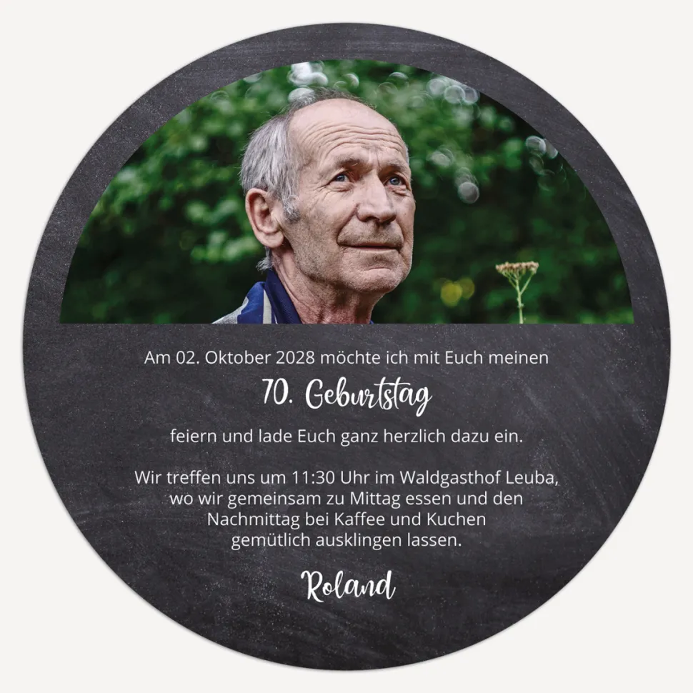 Einladung 70. Geburtstag "Schiefer"