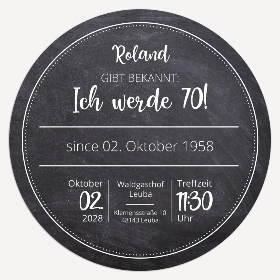 Einladung 70. Geburtstag "Schiefer"