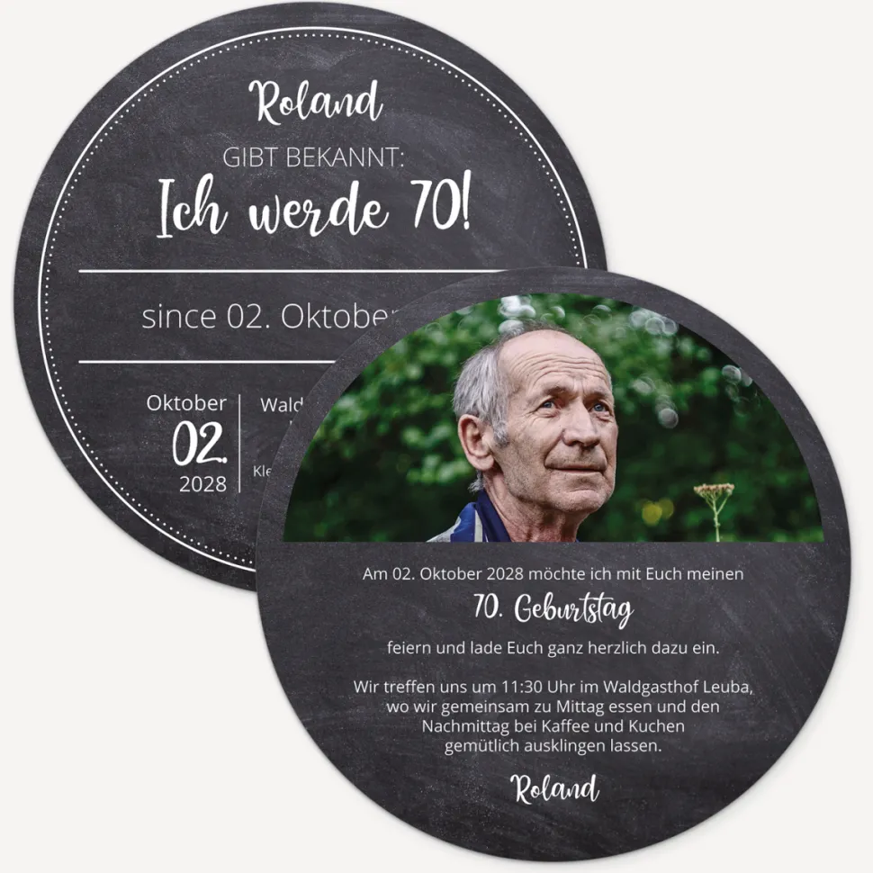 Einladung 70. Geburtstag "Schiefer"
