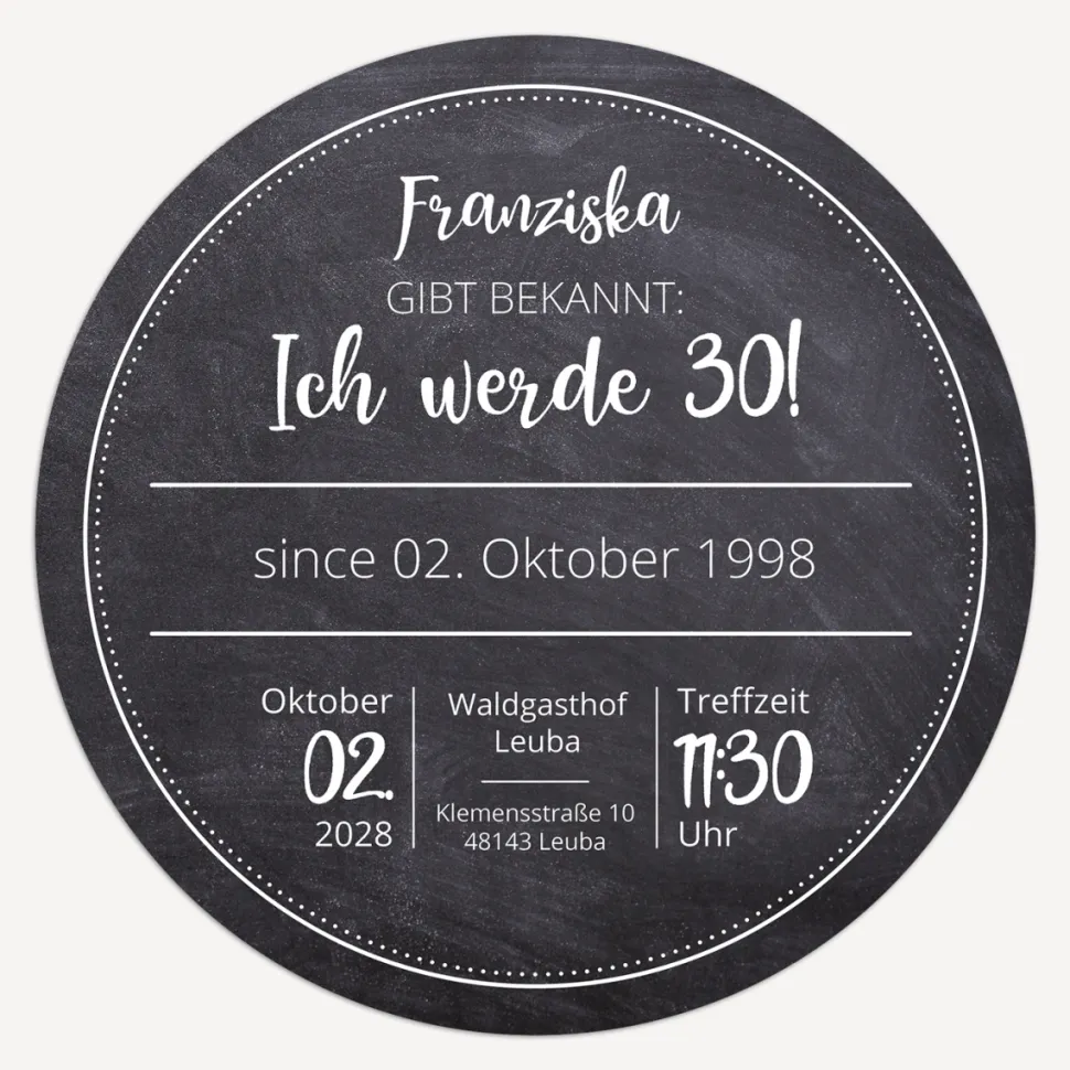 Einladung 30. Geburtstag "Schiefer"
