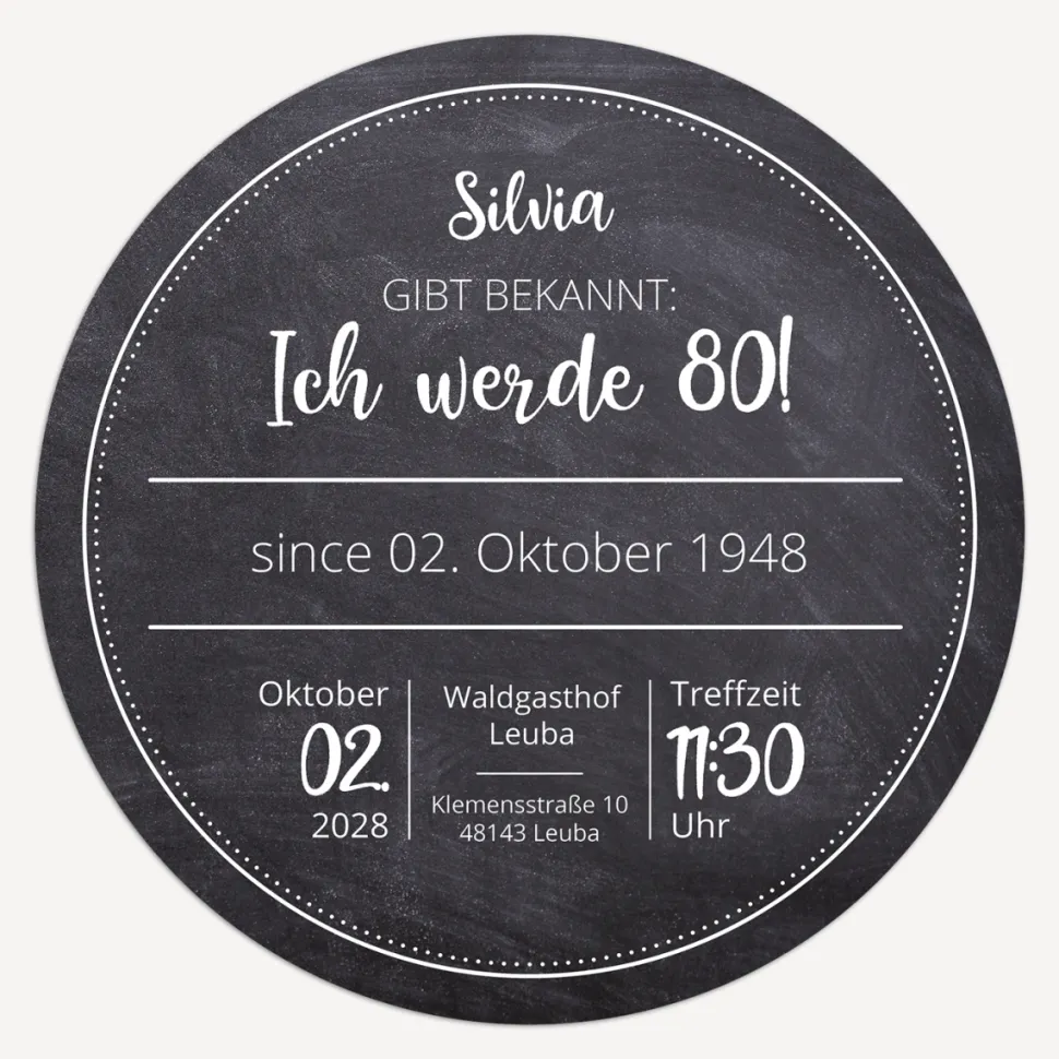 Einladung 80. Geburtstag "Schiefer"
