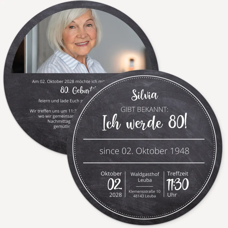 Einladung 80. Geburtstag "Schiefer"