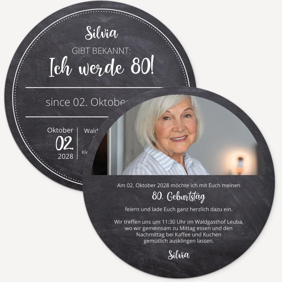 Einladung 80. Geburtstag "Schiefer"