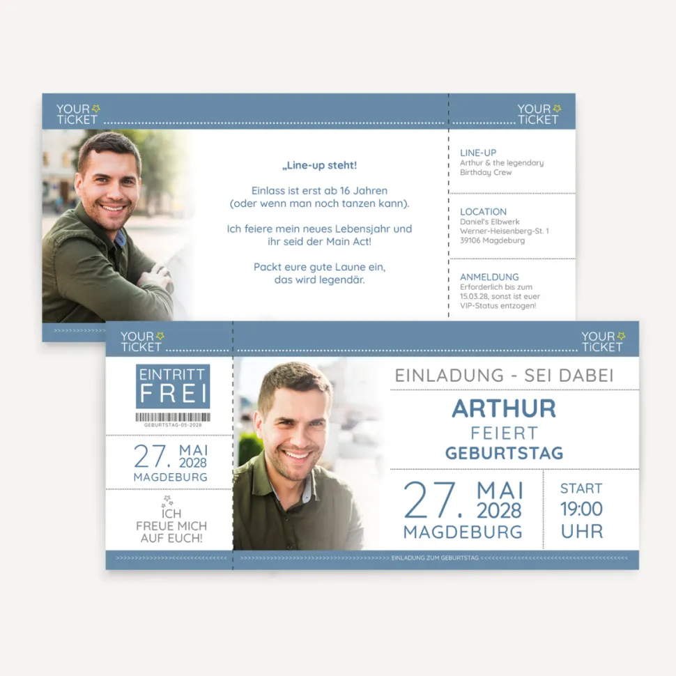 Einladung Geburtstag "Ticket"