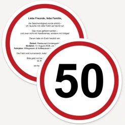 Einladung 50. Geburtstag "Verkehrsschild"