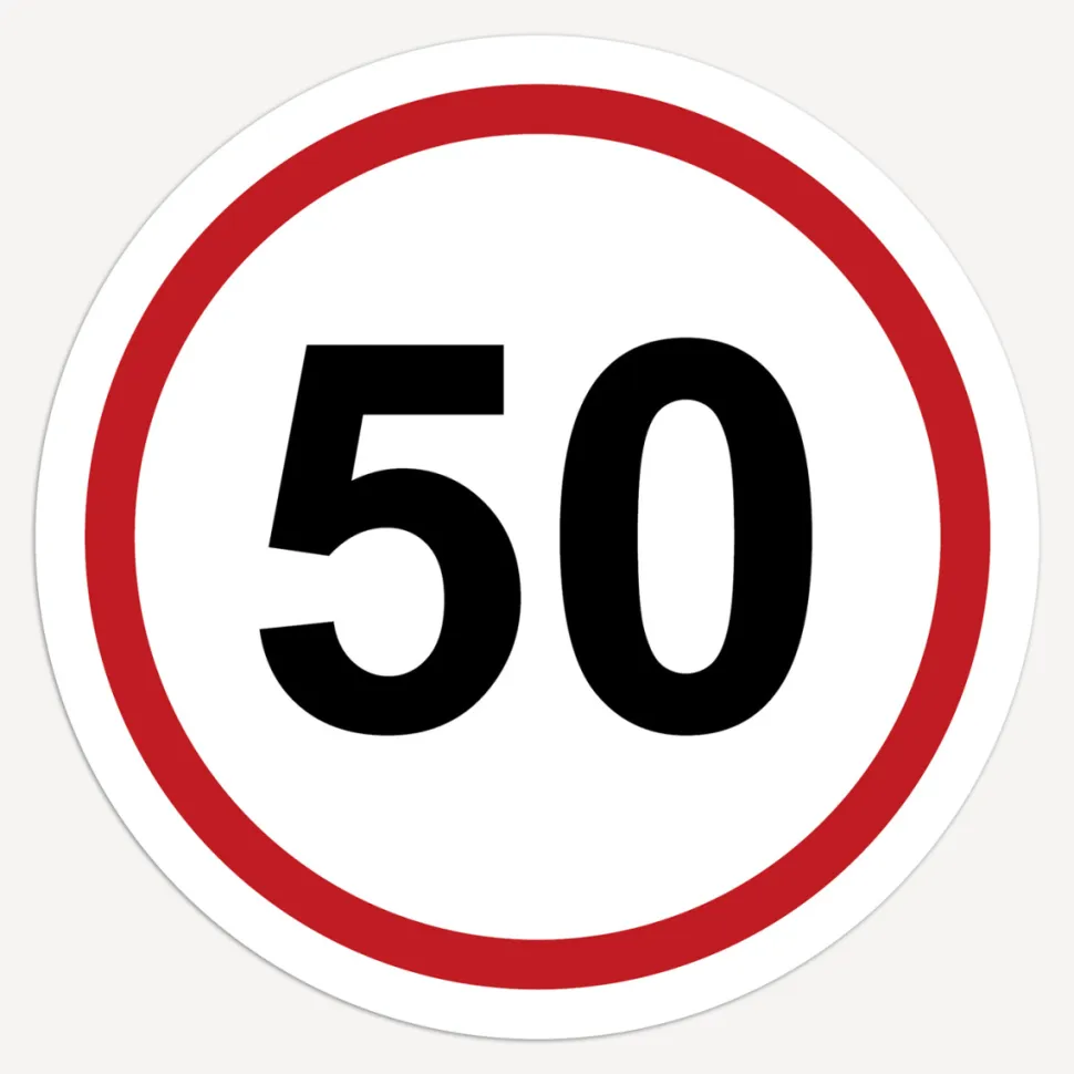 Einladung 50. Geburtstag "Verkehrsschild"