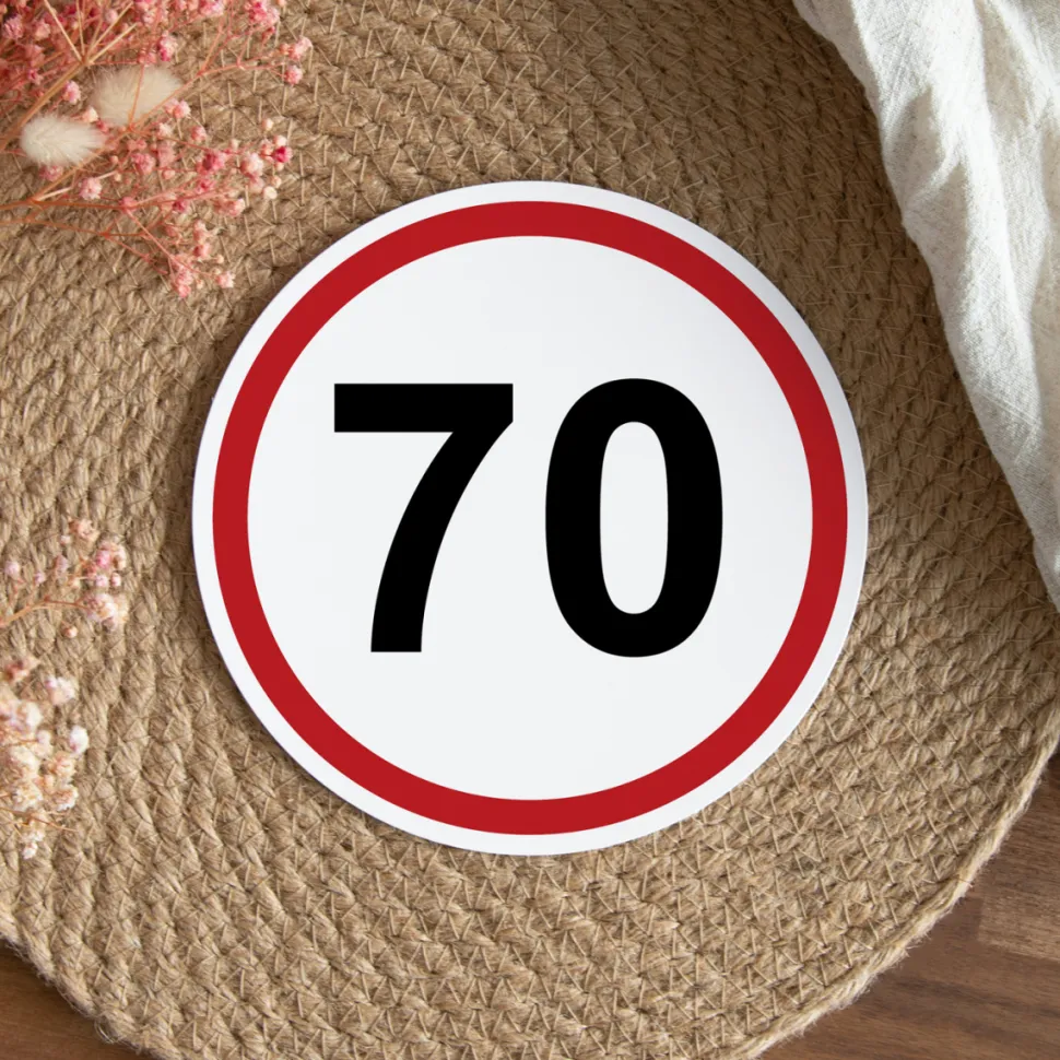 Einladung 70. Geburtstag "Verkehrsschild"