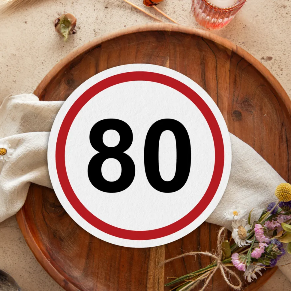 Einladung 80. Geburtstag "Verkehrsschild"