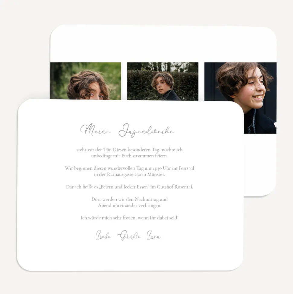 Einladung Jugendweihe runde Ecken "Trilogie"