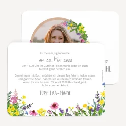 Einladung Jugendweihe runde Ecken "Wildblumen"