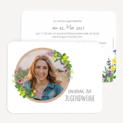 Einladung Jugendweihe runde Ecken "Wildblumen"
