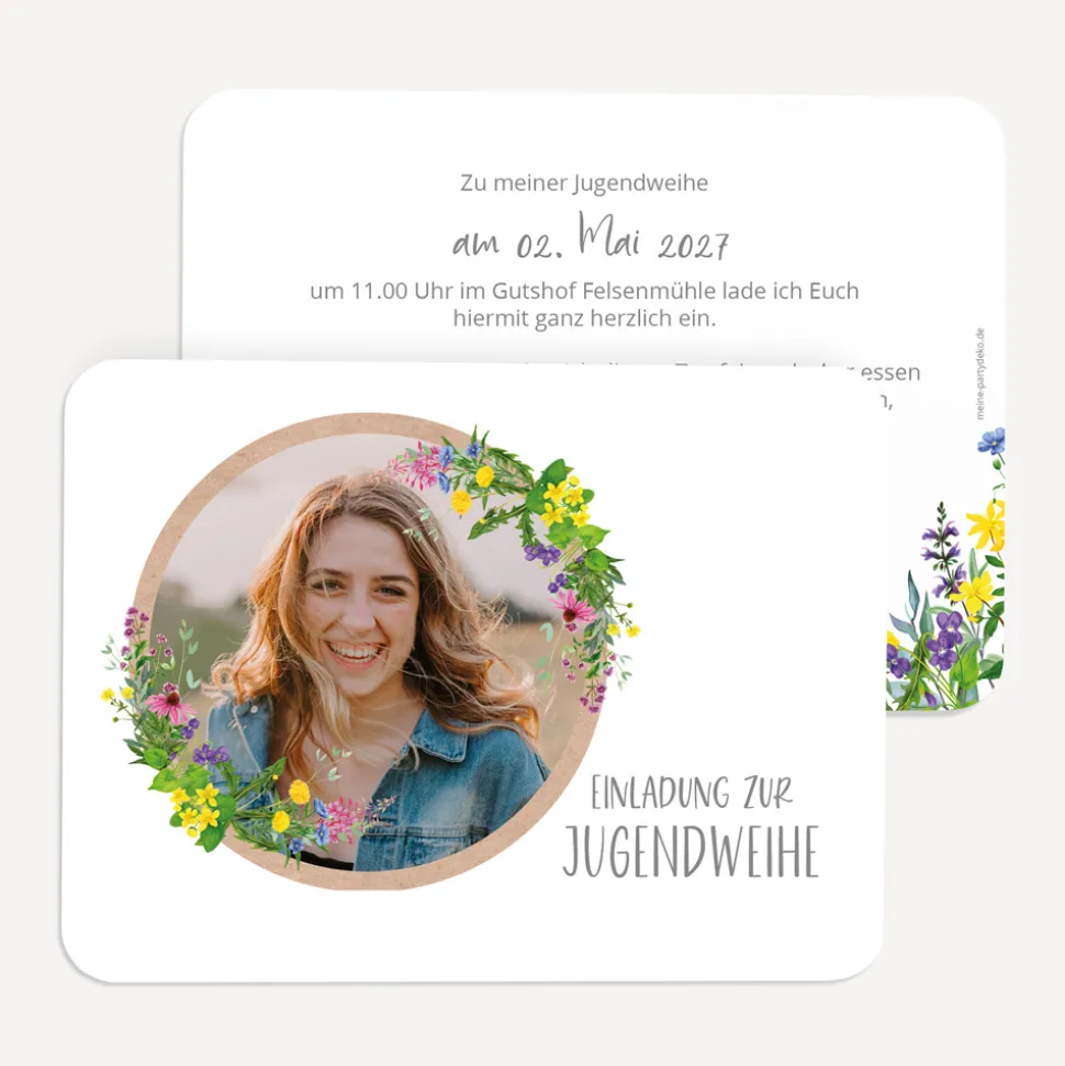 Einladung Jugendweihe runde Ecken "Wildblumen"