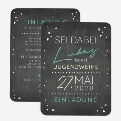 Einladung Jugendweihe runde Ecken "Tafel"