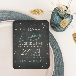 Einladung Jugendweihe runde Ecken "Tafel"