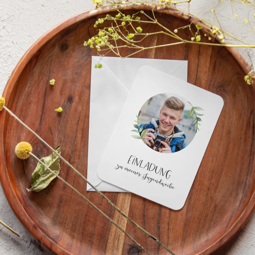Einladung Jugendweihe runde Ecken "Green Magic"