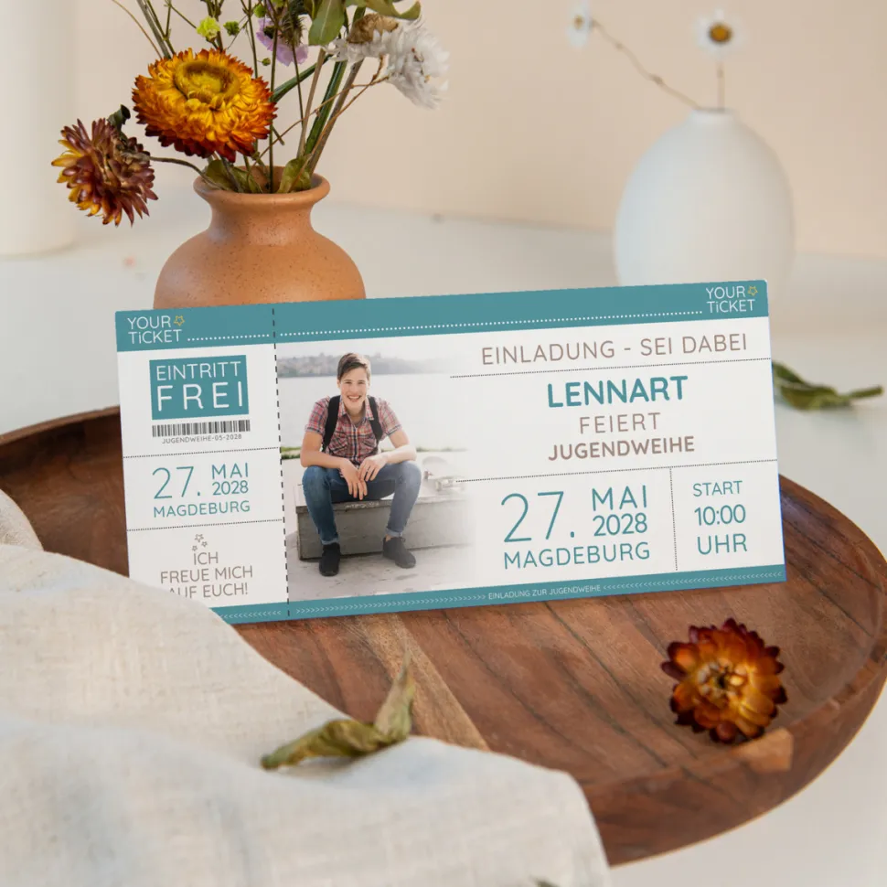 Einladung Jugendweihe "Ticket"
