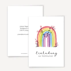 Einladung Kommunion "Regenbogen Vintage"