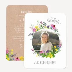 Einladung Kommunion runde Ecken "Wildblumen"