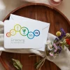 Einladung Kommunion runde Ecken "Regenbogen Symbole"