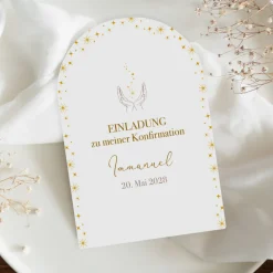 Einladung Konfirmation Bogenkarte "Hände Sternenzauber"