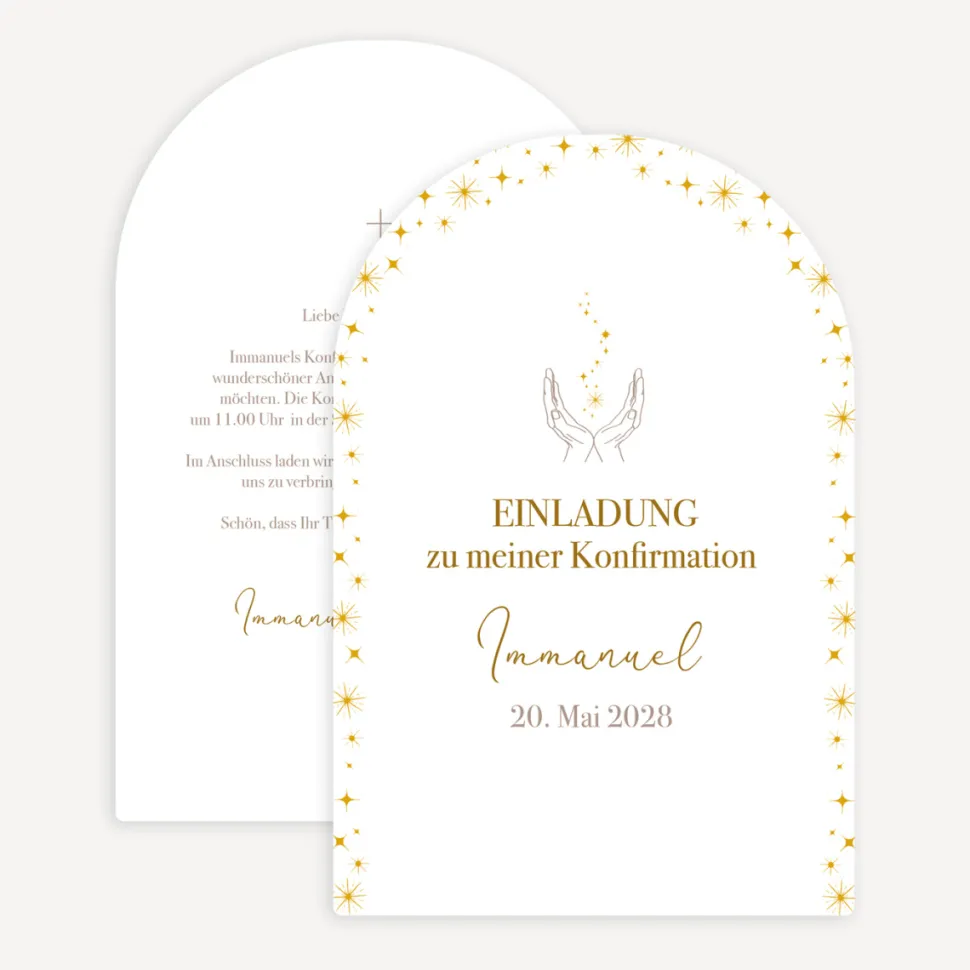 Einladung Konfirmation Bogenkarte "Hände Sternenzauber"