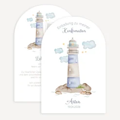 Einladung Konfirmation Bogenkarte "Leuchtturm"
