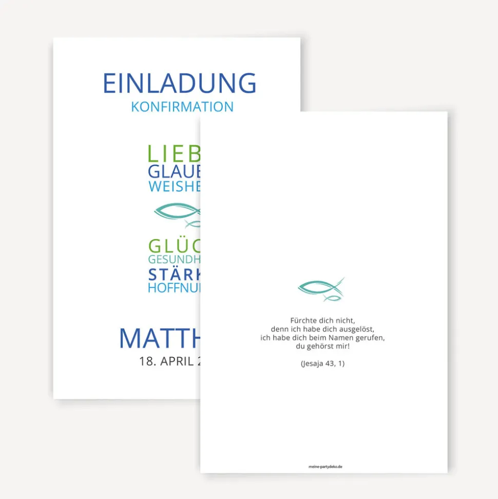 Einladung Konfirmation Junge "Liebe Glaube Weisheit"