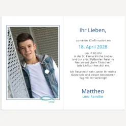 Einladung Konfirmation Junge