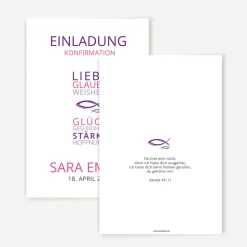 Einladung Konfirmation Mädchen "Liebe Glaube Weisheit"
