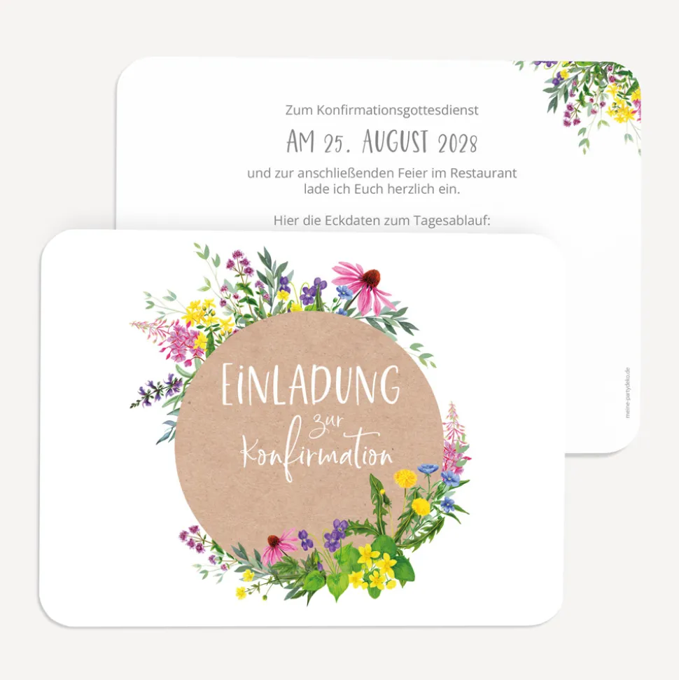 Einladung Konfirmation runde Ecken "Wildblumen"