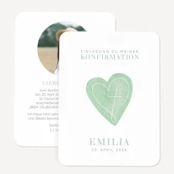 Einladung Konfirmation runde Ecken "Herz"
