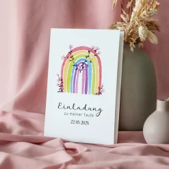 Einladung Taufe "Regenbogen Vintage"
