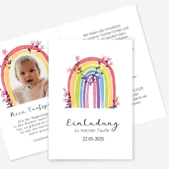 Einladung Taufe "Regenbogen Vintage"