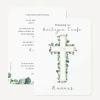 Einladung Taufe runde Ecken "Eukalyptus Kreuz"