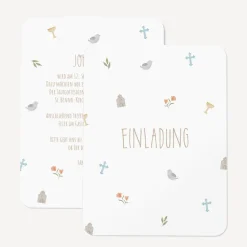 Einladung Taufe runde Ecken "Kleine Symbole"