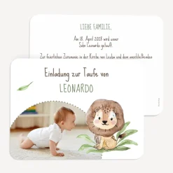 Einladung Taufe runde Ecken "Löwe Leo"