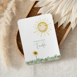 Einladung Taufe runde Ecken "Sonne mit Blume"